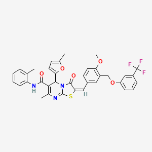 molecular formula C36H30F3N3O5S B4537925 2-(4-methoxy-3-{[3-(trifluoromethyl)phenoxy]methyl}benzylidene)-7-methyl-5-(5-methyl-2-furyl)-N-(2-methylphenyl)-3-oxo-2,3-dihydro-5H-[1,3]thiazolo[3,2-a]pyrimidine-6-carboxamide 