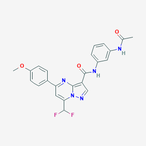 molecular formula C23H19F2N5O3 B453793 N-[3-(acetylamino)phenyl]-7-(difluoromethyl)-5-(4-methoxyphenyl)pyrazolo[1,5-a]pyrimidine-3-carboxamide 