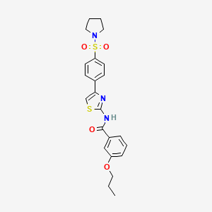molecular formula C23H25N3O4S2 B4537935 3-propoxy-N-{4-[4-(1-pyrrolidinylsulfonyl)phenyl]-1,3-thiazol-2-yl}benzamide 