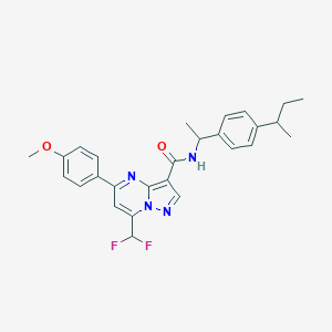 molecular formula C27H28F2N4O2 B453794 N-[1-(4-sec-butylphenyl)ethyl]-7-(difluoromethyl)-5-(4-methoxyphenyl)pyrazolo[1,5-a]pyrimidine-3-carboxamide 