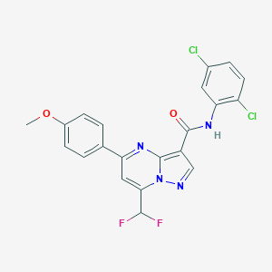 molecular formula C21H14Cl2F2N4O2 B453795 N-(2,5-dichlorophenyl)-7-(difluoromethyl)-5-(4-methoxyphenyl)pyrazolo[1,5-a]pyrimidine-3-carboxamide 
