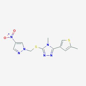 molecular formula C12H12N6O2S2 B4537954 4-methyl-3-(5-methyl-3-thienyl)-5-{[(4-nitro-1H-pyrazol-1-yl)methyl]thio}-4H-1,2,4-triazole 