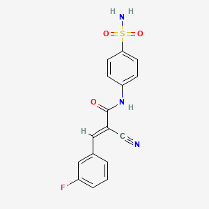 molecular formula C16H12FN3O3S B4537955 N-[4-(aminosulfonyl)phenyl]-2-cyano-3-(3-fluorophenyl)acrylamide 