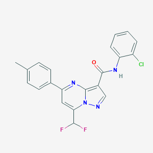 molecular formula C21H15ClF2N4O B453797 N-(2-chlorophenyl)-7-(difluoromethyl)-5-(4-methylphenyl)pyrazolo[1,5-a]pyrimidine-3-carboxamide 