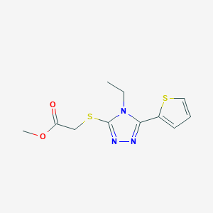molecular formula C11H13N3O2S2 B4537970 methyl {[4-ethyl-5-(2-thienyl)-4H-1,2,4-triazol-3-yl]thio}acetate 