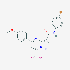 molecular formula C21H15BrF2N4O2 B453800 N-(4-bromophenyl)-7-(difluoromethyl)-5-(4-methoxyphenyl)pyrazolo[1,5-a]pyrimidine-3-carboxamide 