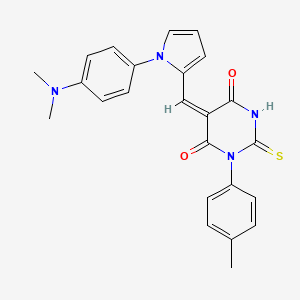 molecular formula C24H22N4O2S B4538014 5-({1-[4-(二甲氨基)苯基]-1H-吡咯-2-基}亚甲基)-1-(4-甲基苯基)-2-硫代二氢-4,6(1H,5H)-嘧啶二酮 