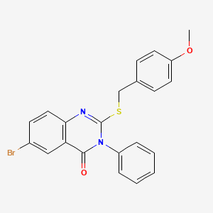 molecular formula C22H17BrN2O2S B4538018 6-bromo-2-[(4-methoxybenzyl)thio]-3-phenyl-4(3H)-quinazolinone 