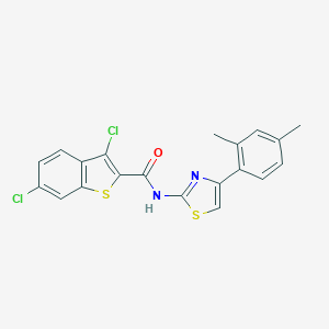 molecular formula C20H14Cl2N2OS2 B453805 3,6-dichloro-N-[4-(2,4-dimethylphenyl)-1,3-thiazol-2-yl]-1-benzothiophene-2-carboxamide 