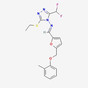 molecular formula C18H18F2N4O2S B4538053 3-(difluoromethyl)-5-(ethylthio)-N-({5-[(2-methylphenoxy)methyl]-2-furyl}methylene)-4H-1,2,4-triazol-4-amine 