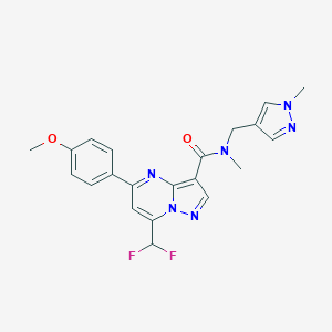 molecular formula C21H20F2N6O2 B453808 7-(difluoromethyl)-5-(4-methoxyphenyl)-N-methyl-N-[(1-methyl-1H-pyrazol-4-yl)methyl]pyrazolo[1,5-a]pyrimidine-3-carboxamide 