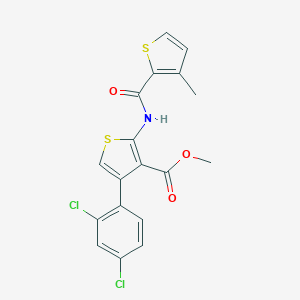 molecular formula C18H13Cl2NO3S2 B453810 Methyl 4-(2,4-dichlorophenyl)-2-{[(3-methyl-2-thienyl)carbonyl]amino}-3-thiophenecarboxylate 