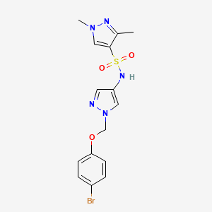molecular formula C15H16BrN5O3S B4538142 N-{1-[(4-bromophenoxy)methyl]-1H-pyrazol-4-yl}-1,3-dimethyl-1H-pyrazole-4-sulfonamide 