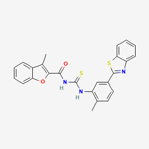 molecular formula C25H19N3O2S2 B4538151 N-({[5-(1,3-benzothiazol-2-yl)-2-methylphenyl]amino}carbonothioyl)-3-methyl-1-benzofuran-2-carboxamide 