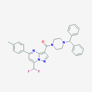 molecular formula C32H29F2N5O B453816 3-[(4-Benzhydryl-1-piperazinyl)carbonyl]-7-(difluoromethyl)-5-(4-methylphenyl)pyrazolo[1,5-a]pyrimidine 