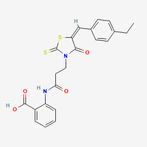 molecular formula C22H20N2O4S2 B4538164 2-({3-[5-(4-ethylbenzylidene)-4-oxo-2-thioxo-1,3-thiazolidin-3-yl]propanoyl}amino)benzoic acid 