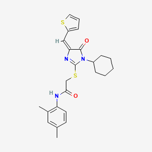 molecular formula C24H27N3O2S2 B4538168 2-{[1-cyclohexyl-5-oxo-4-(2-thienylmethylene)-4,5-dihydro-1H-imidazol-2-yl]thio}-N-(2,4-dimethylphenyl)acetamide 
