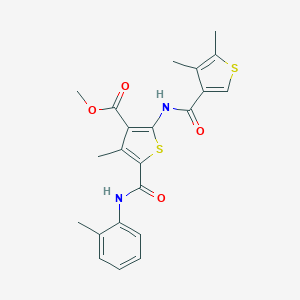 molecular formula C22H22N2O4S2 B453818 Methyl 2-{[(4,5-dimethyl-3-thienyl)carbonyl]amino}-4-methyl-5-(2-toluidinocarbonyl)-3-thiophenecarboxylate 