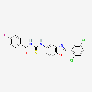 molecular formula C21H12Cl2FN3O2S B4538196 N-({[2-(2,5-dichlorophenyl)-1,3-benzoxazol-5-yl]amino}carbonothioyl)-4-fluorobenzamide 