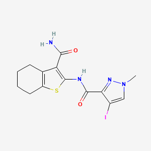 molecular formula C14H15IN4O2S B4538214 N-[3-(aminocarbonyl)-4,5,6,7-tetrahydro-1-benzothien-2-yl]-4-iodo-1-methyl-1H-pyrazole-3-carboxamide 