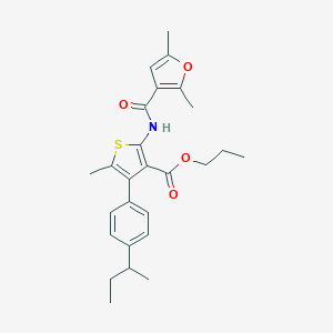 molecular formula C26H31NO4S B453825 Propyl 4-(4-sec-butylphenyl)-2-[(2,5-dimethyl-3-furoyl)amino]-5-methyl-3-thiophenecarboxylate 