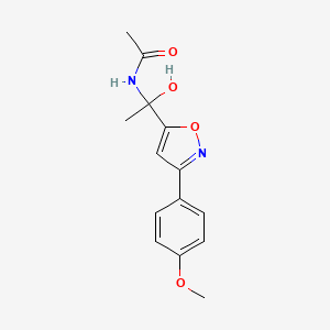 molecular formula C14H16N2O4 B4538288 N-{1-hydroxy-1-[3-(4-methoxyphenyl)isoxazol-5-yl]ethyl}acetamide 