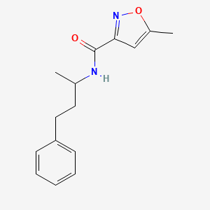 molecular formula C15H18N2O2 B4538307 5-methyl-N-(1-methyl-3-phenylpropyl)-3-isoxazolecarboxamide 