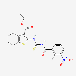 molecular formula C20H21N3O5S2 B4538327 ethyl 2-({[(2-methyl-3-nitrobenzoyl)amino]carbonothioyl}amino)-4,5,6,7-tetrahydro-1-benzothiophene-3-carboxylate 