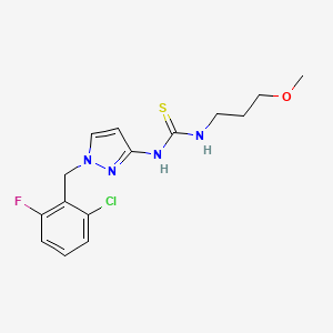 molecular formula C15H18ClFN4OS B4538337 N-[1-(2-chloro-6-fluorobenzyl)-1H-pyrazol-3-yl]-N'-(3-methoxypropyl)thiourea 