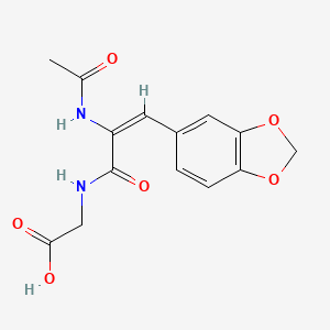 molecular formula C14H14N2O6 B4538338 N-[2-(acetylamino)-3-(1,3-benzodioxol-5-yl)acryloyl]glycine 