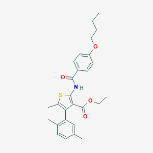molecular formula C27H31NO4S B453834 Ethyl 2-[(4-butoxybenzoyl)amino]-4-(2,5-dimethylphenyl)-5-methyl-3-thiophenecarboxylate 