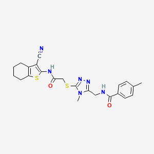 molecular formula C23H24N6O2S2 B4538345 N-{[5-({2-[(3-cyano-4,5,6,7-tetrahydro-1-benzothien-2-yl)amino]-2-oxoethyl}thio)-4-methyl-4H-1,2,4-triazol-3-yl]methyl}-4-methylbenzamide 