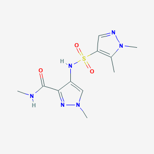 molecular formula C11H16N6O3S B4538352 4-{[(1,5-dimethyl-1H-pyrazol-4-yl)sulfonyl]amino}-N,1-dimethyl-1H-pyrazole-3-carboxamide 
