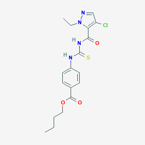molecular formula C18H21ClN4O3S B453836 butyl 4-({[(4-chloro-1-ethyl-1H-pyrazol-5-yl)carbonyl]carbamothioyl}amino)benzoate 