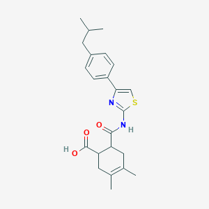 molecular formula C23H28N2O3S B453838 6-({[4-(4-Isobutylphenyl)-1,3-thiazol-2-yl]amino}carbonyl)-3,4-dimethyl-3-cyclohexene-1-carboxylic acid 