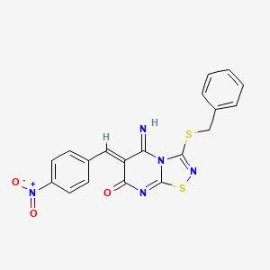 3-(benzylthio)-5-imino-6-(4-nitrobenzylidene)-5,6-dihydro-7H-[1,2,4]thiadiazolo[4,5-a]pyrimidin-7-one