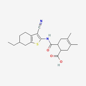 molecular formula C21H26N2O3S B4538411 6-{[(3-cyano-6-ethyl-4,5,6,7-tetrahydro-1-benzothien-2-yl)amino]carbonyl}-3,4-dimethyl-3-cyclohexene-1-carboxylic acid 