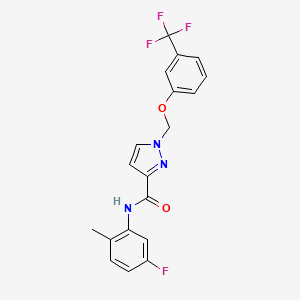 molecular formula C19H15F4N3O2 B4538452 N-(5-fluoro-2-methylphenyl)-1-{[3-(trifluoromethyl)phenoxy]methyl}-1H-pyrazole-3-carboxamide 