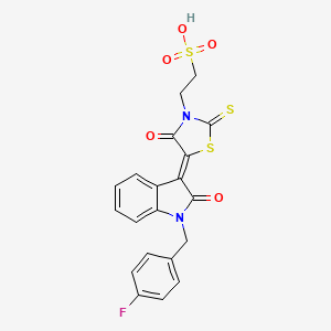 molecular formula C20H15FN2O5S3 B4538453 2-{5-[1-(4-fluorobenzyl)-2-oxo-1,2-dihydro-3H-indol-3-ylidene]-4-oxo-2-thioxo-1,3-thiazolidin-3-yl}ethanesulfonic acid 
