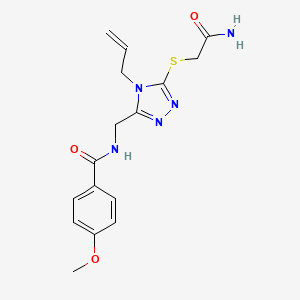 molecular formula C16H19N5O3S B4538473 N-({4-allyl-5-[(2-amino-2-oxoethyl)thio]-4H-1,2,4-triazol-3-yl}methyl)-4-methoxybenzamide 