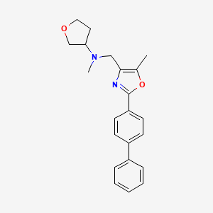 molecular formula C22H24N2O2 B4538486 N-{[2-(4-biphenylyl)-5-methyl-1,3-oxazol-4-yl]methyl}-N-methyltetrahydro-3-furanamine 