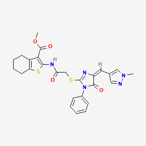 molecular formula C26H25N5O4S2 B4538493 methyl 2-{[({4-[(1-methyl-1H-pyrazol-4-yl)methylene]-5-oxo-1-phenyl-4,5-dihydro-1H-imidazol-2-yl}thio)acetyl]amino}-4,5,6,7-tetrahydro-1-benzothiophene-3-carboxylate 