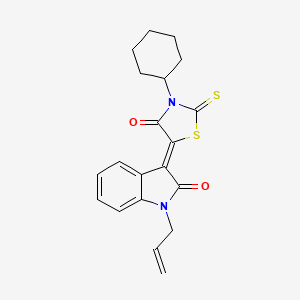 molecular formula C20H20N2O2S2 B4538506 1-allyl-3-(3-cyclohexyl-4-oxo-2-thioxo-1,3-thiazolidin-5-ylidene)-1,3-dihydro-2H-indol-2-one 