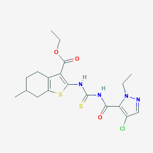 ethyl 2-({[(4-chloro-1-ethyl-1H-pyrazol-5-yl)carbonyl]carbamothioyl}amino)-6-methyl-4,5,6,7-tetrahydro-1-benzothiophene-3-carboxylate