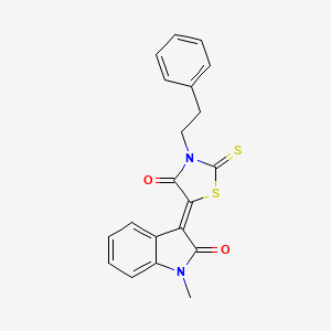 1-methyl-3-[4-oxo-3-(2-phenylethyl)-2-thioxo-1,3-thiazolidin-5-ylidene]-1,3-dihydro-2H-indol-2-one
