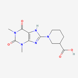 molecular formula C13H17N5O4 B4538527 1-(1,3-dimethyl-2,6-dioxo-2,3,6,7-tetrahydro-1H-purin-8-yl)-3-piperidinecarboxylic acid 