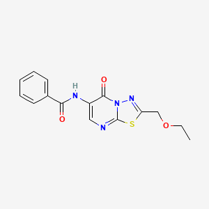 molecular formula C15H14N4O3S B4538557 N-[2-(ethoxymethyl)-5-oxo-5H-[1,3,4]thiadiazolo[3,2-a]pyrimidin-6-yl]benzamide 