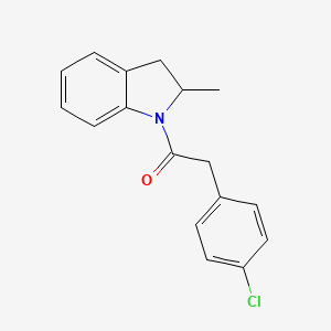 molecular formula C17H16ClNO B4538597 1-[(4-chlorophenyl)acetyl]-2-methylindoline 