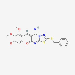 molecular formula C22H20N4O4S2 B4538640 2-(benzylthio)-5-imino-6-(2,3,4-trimethoxybenzylidene)-5,6-dihydro-7H-[1,3,4]thiadiazolo[3,2-a]pyrimidin-7-one 