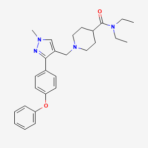molecular formula C27H34N4O2 B4538653 N,N-diethyl-1-{[1-methyl-3-(4-phenoxyphenyl)-1H-pyrazol-4-yl]methyl}-4-piperidinecarboxamide 